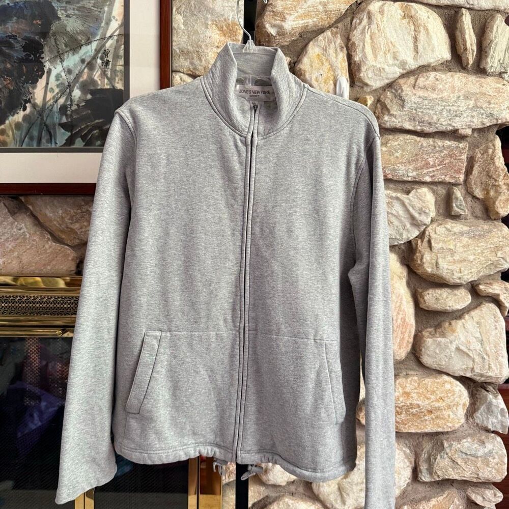 Jones New York women’s cotton blend mock neck full zip sweatshirt/jacket athleis